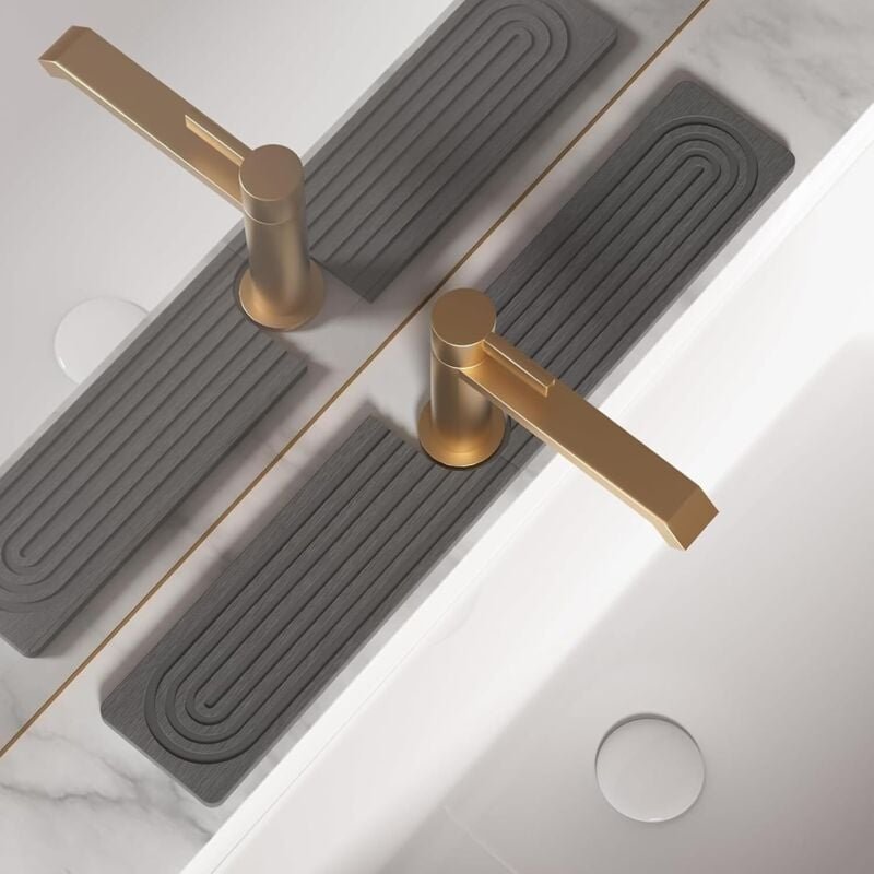 U förmiger Kieselgur Spülbeckenschutz, schnelltrocknend, super saugfähig, rutschfester Spritzschutz für die Küche (dunke...