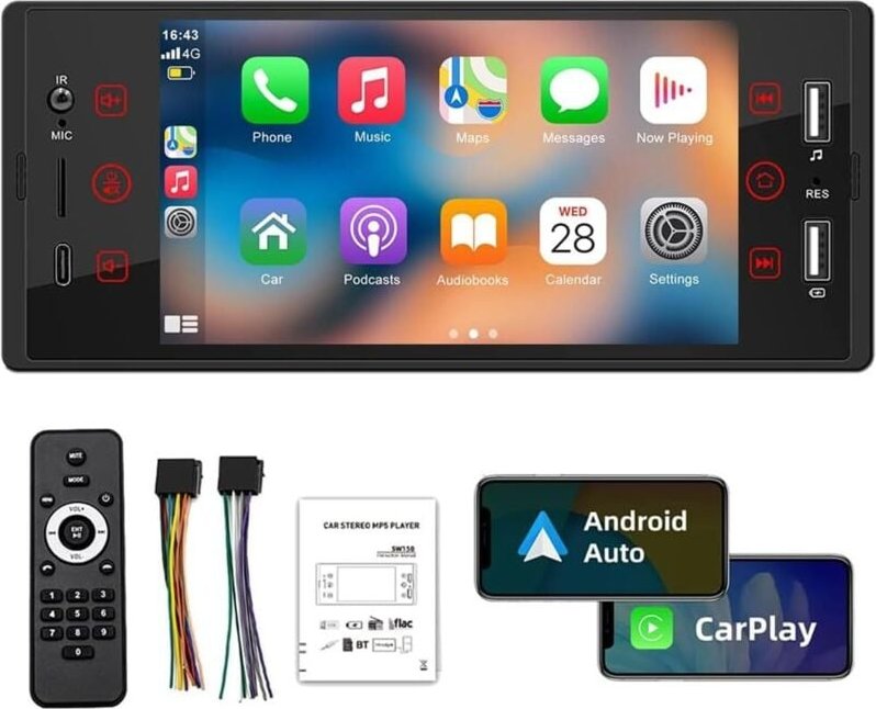 Din Autoradio Auto Audio Stereo Bluetooth Autoradio USB AUX FM Radio Unterstützung Rückfahrkamera und Lenkradfernbedienu...