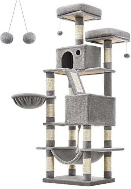 168 cm hoher kratzbaum mit 5 ebenen und mehreren spielbereichen