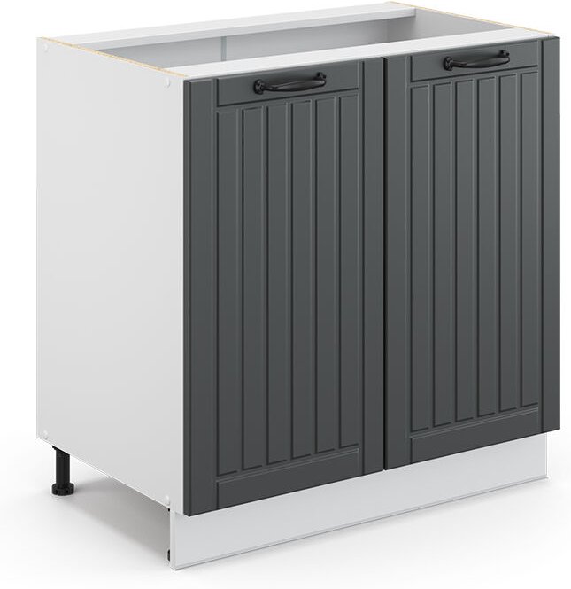 Küchenschränke Fame-Line, Anthrazit Landhaus, 80 cm mit Regal, ohne Arbeitsplatte Vicco