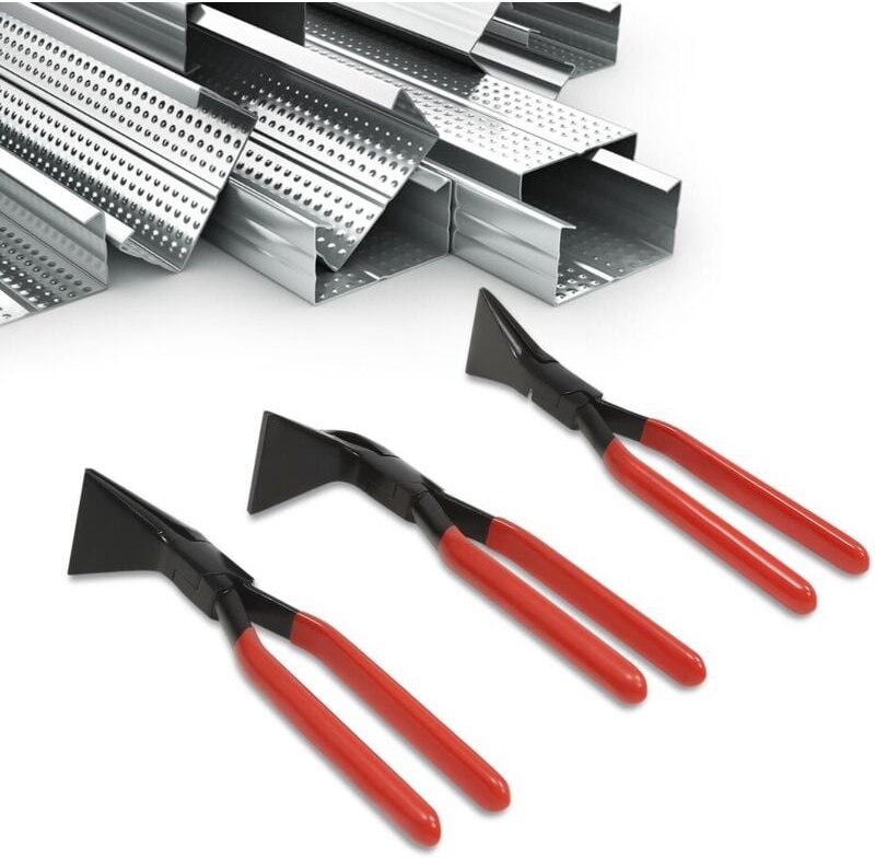 Set mit 3 Blechbiegezangen mit geraden Biegezangen, 45°-Winkel und 90°-Winkel