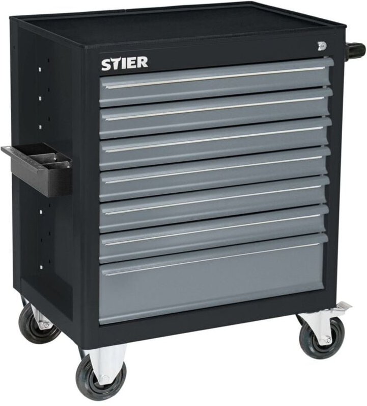 Werkstattwagen BLACK-Edition, unbestückt, Werkzeugwagen, Montagewagen, mit kugelgelagerten Schubladenschienen, 7 Schubla...