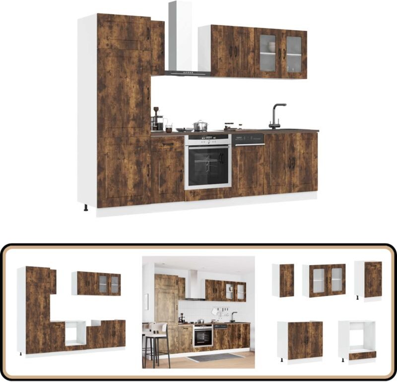 8-tlg. Küchenschrank-Set Kalmar Räuchereiche Holzwerkstoff - Vidaxl