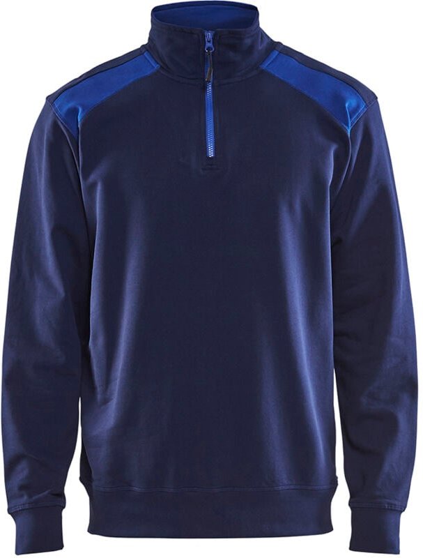 Arbeits-Sweatshirt mit LKW-Kragen, zweifarbig 3353 – Marine/Königsblau 4XL