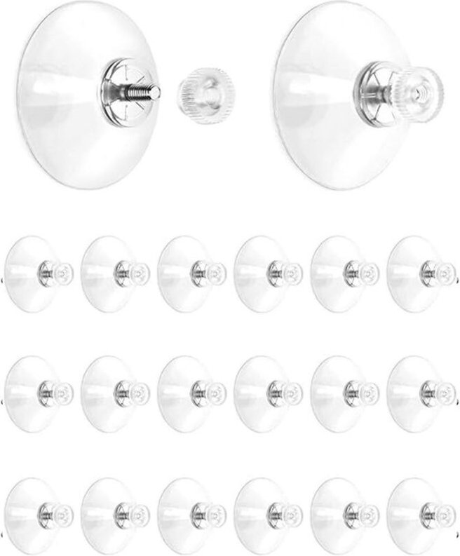 Thumbnail - Toolive - Gardinenstangenhalter Saugnapf, Saugnäpfe für Fenster, 41mm mit Rändelmutter 20 Stück