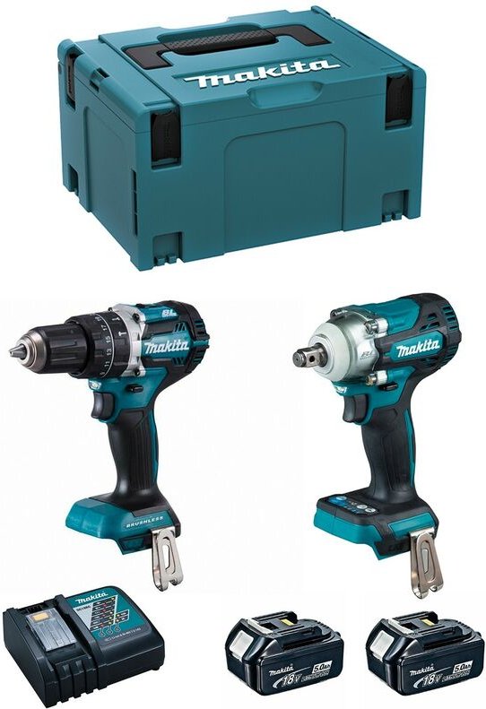 Makita - Kit MK221RTJ (DHP484 + DTW300 + 2 x 5,0 Ah + DC18RC + makpac 3)