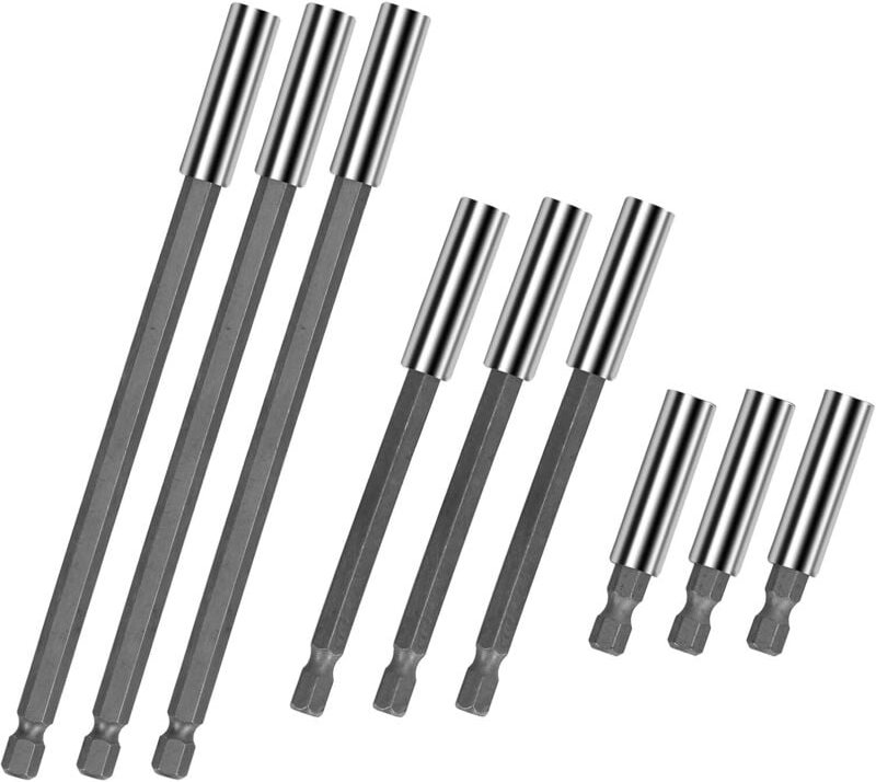 9 Stück magnetischer Bithalter – 1/4 Bithalter Karbonstahl-Verlängerung 50/100/150 mm – für Bohrverlängerungsschraubendr...