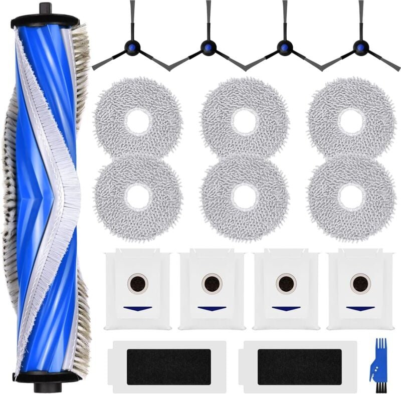 Zubehörset für ecovacs deebot T30 pro Omni/T30 Omni – 4 Staubbeutel, 1 Hauptbürste, 4 Seitenbürsten, 2 Filter, 6 Wischtü...
