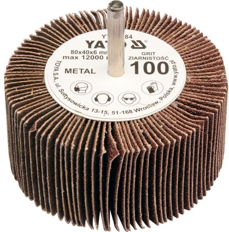 Yato - Fächerschleifscheibe mit Schaft 80x40x6 p100 YT-83384