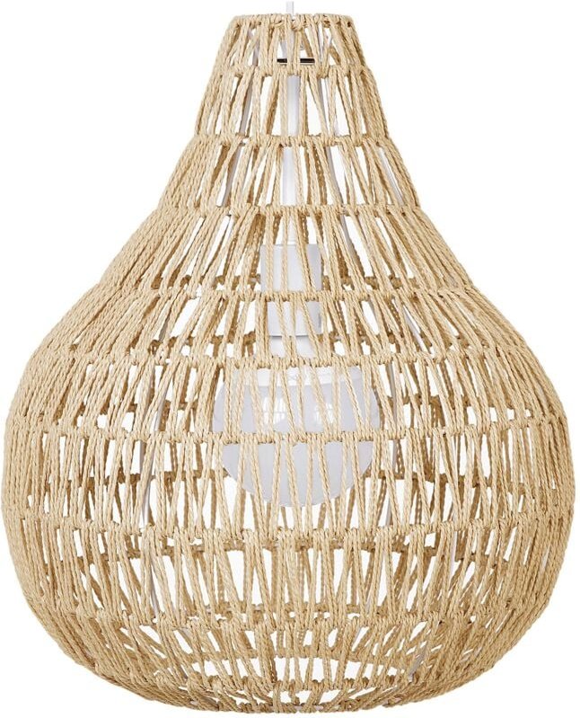 Hängeleuchte Beige Papiergeflecht Rattan-Optik geschwungene Form Boho Stil