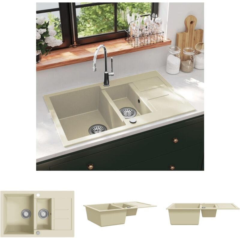 The Living Store - Granitspüle Doppelbecken Beige - Küchenspülen & Spülbecken - Beige