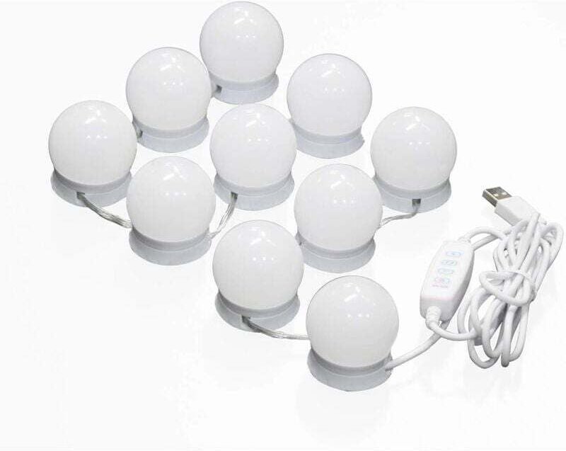 Luce per specchio, kit di luci led dimmerabili con 10 lampadine Hollywood per specchio cosmetico da bagno, 3 livelli di ...