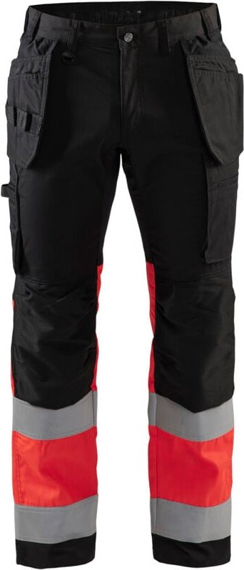 Hochsichtbarer Stretch-Arbeitshose 1558 - Schwarz/Neonrot S - FR(40) - SE(C46) - Normen