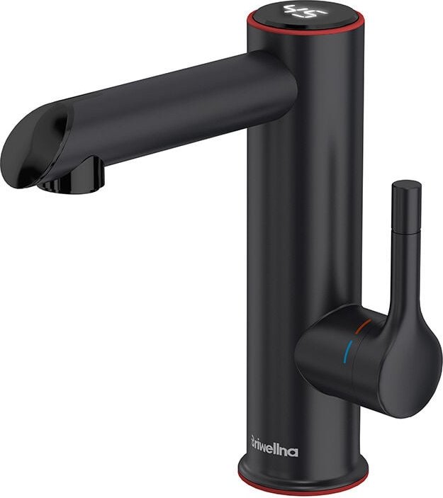 Badarmatur mit Durchlauferhitzer, LED-Digitalanzeige, Badarmatur, 120°-Drehung, Waschtischarmatur, IPX4-wasserdicht, Was...