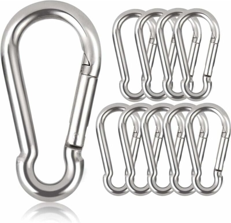 10er-Pack Schlüsselringkarabiner, 80 mm x φ8 mm, maximale Belastung: 250 kg