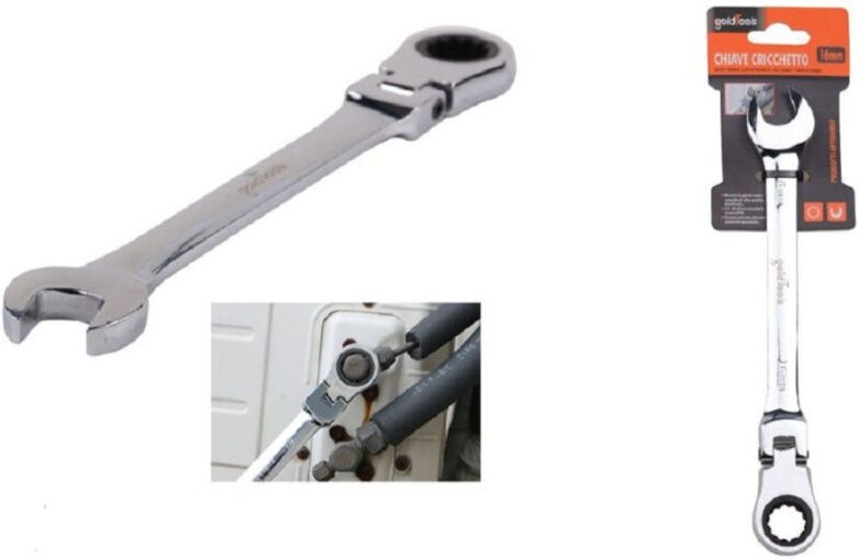 Trade Shop Traesio - Trade Shop - 16-mm-Maul-Ratschenschlüssel mit klappbarem Kopf, verchromtes Vanadium-Werkzeug 91737 ...