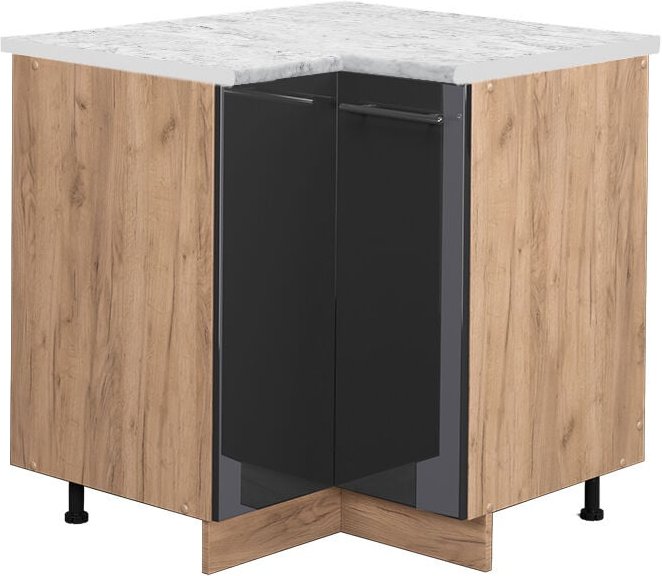 Vicco - Eckunterschrank Fame-Line, Anthrazit Hochglanz, 80.5 cm, ap Marmor