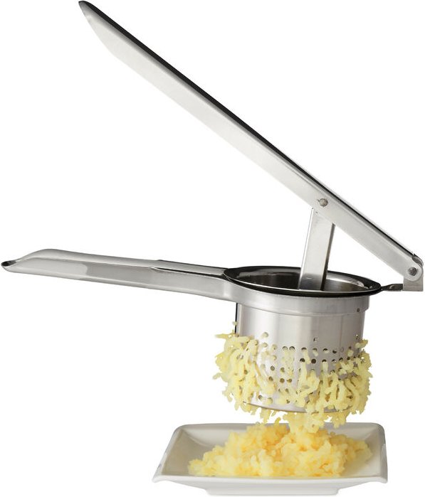 Kartoffelpresse Edelstahl, spülmaschinenfest, Spätzlepresse, Presse für Spaghettieis, Eispresse, Nudelpresse, silber - R...