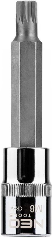 NEO Spline Bit M8 x 100 mm - 1/2" Stecknuss, Chrom-Vanadium-Stahl