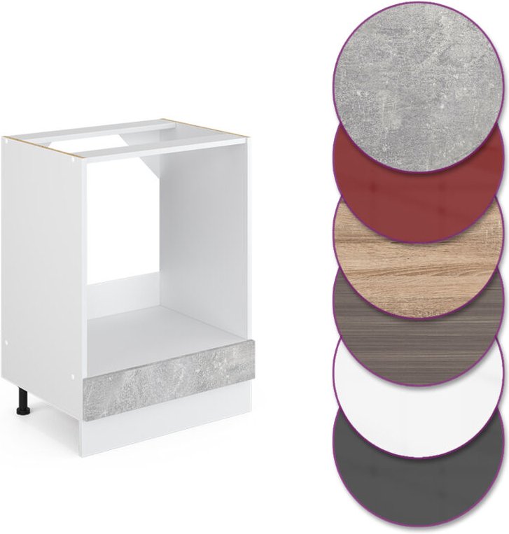 Vicco - Herdumbauschrank R-Line, Beton, 60 cm , ap Eiche