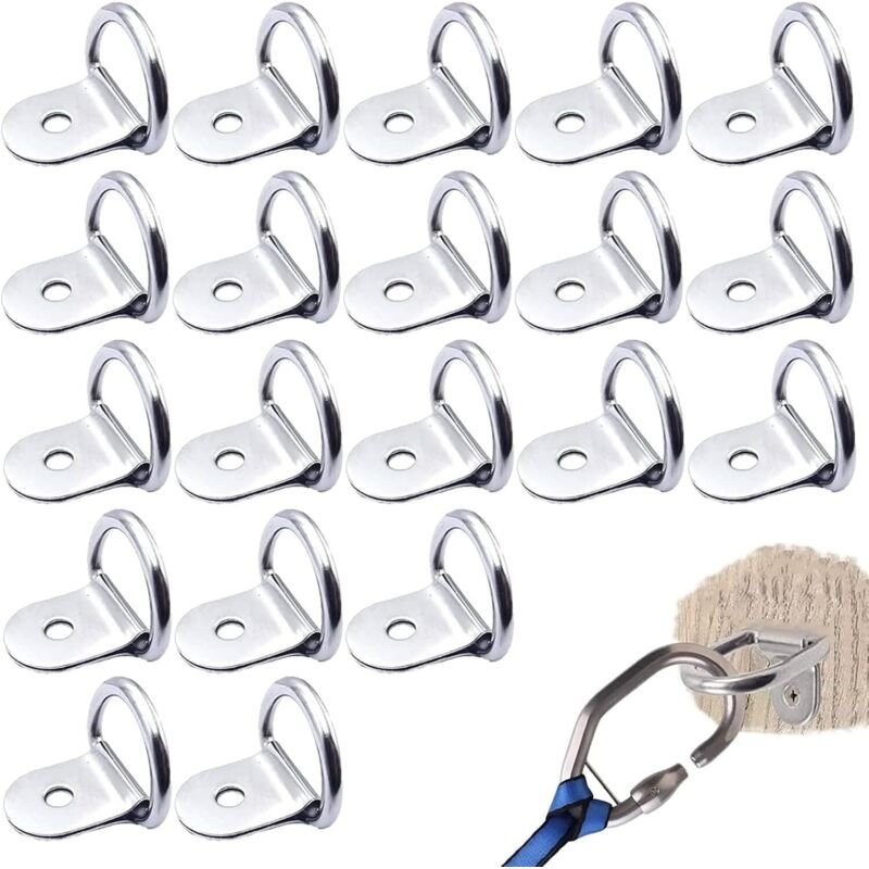 Zurrringe aus Edelstahl, 20 Stück, D-Ringe, Anker-Zurrringe für Anhänger, schwere Maschinen, Elektrowerkzeuge, Camping, ...