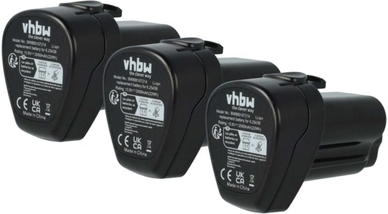 vhbw 3x Akku kompatibel mit Mafell A 10 M Werkzeug (2000 mAh, Li-Ion, 10,8 V)