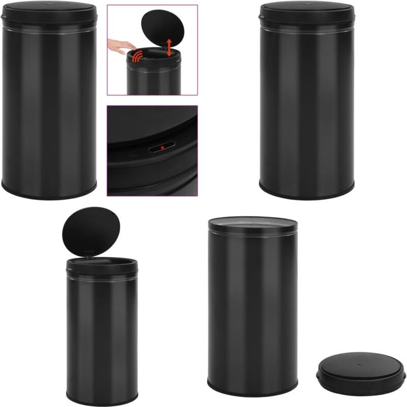 Vidaxl - Automatischer Sensor-Mülleimer 60 l Kohlenstoffstahl Schwarz - Mülleimer - Abfalleimer - Home & Living - Schwar...