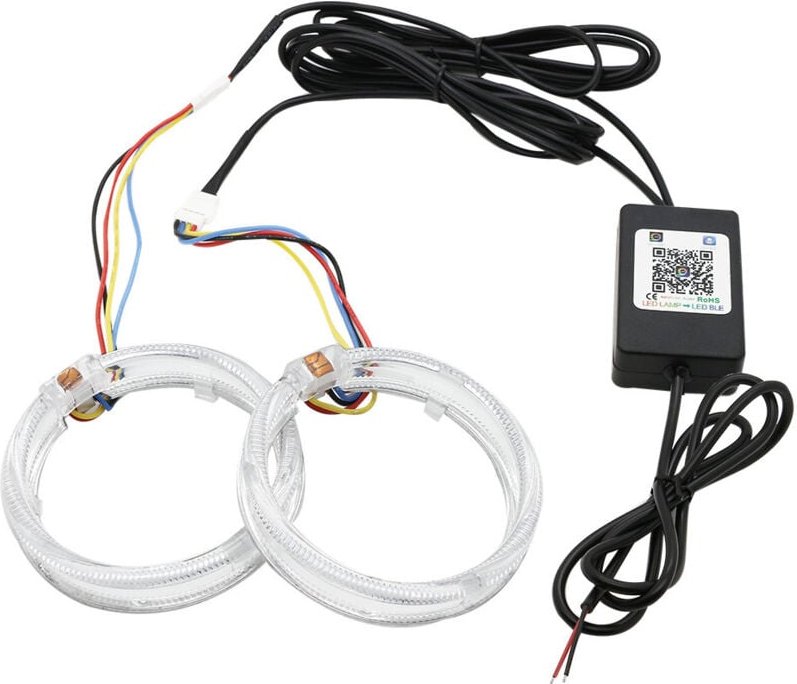 Angel Eyes - Mehrfarbige Rundscheinwerfer mit Halo-Ring, mit App-Steuerung, zur Nachrüstung von Autoscheinwerfern