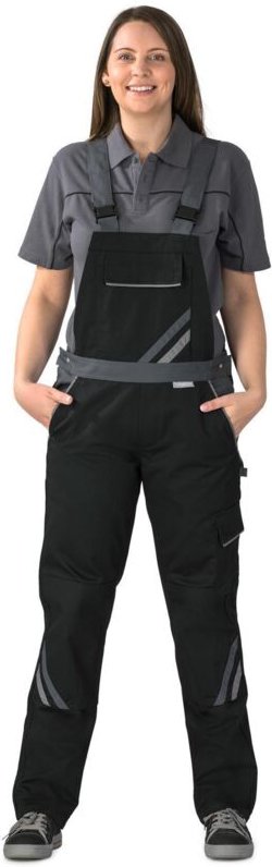 Planam Highline Damen Latzhose schwarz/schiefer/zink 36