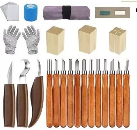 28 Stück Holzmeißel, Holzschnitzmesser, Holzschnitzwerkzeuge, Holzschnitzset, DIY-Schnitzwerkzeuge, Holzmeißel, Schnitzw...