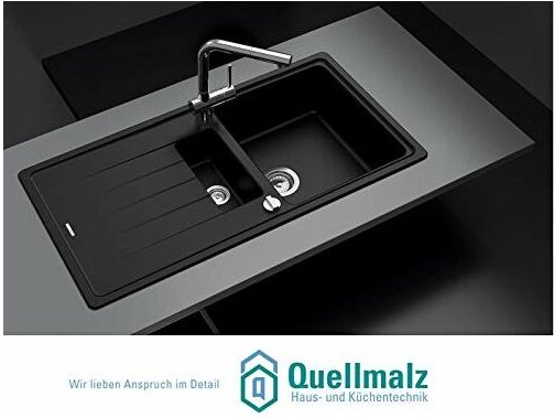 Fine art- Granitspüle Victory 1000x500 schwarz für 60er Unterschrank mit Drehexcenter - Quellmalz