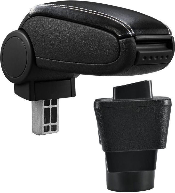 Pro.tec - Mittelarmlehne Toyota Yaris Vitz XP13 mit Staufach Kunstleder Schwarz mit weißen Nähten