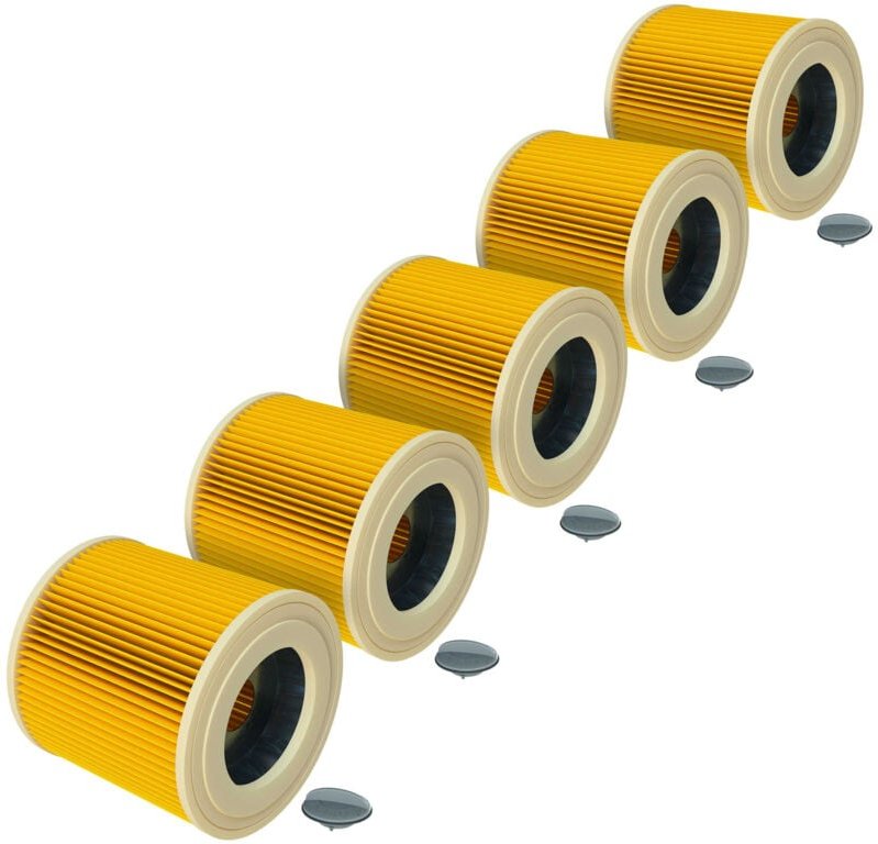 5x Faltenfilter Ersatz für Stanley 41864-A für Staubsauger - Patronenfilter, Gelb - Vhbw