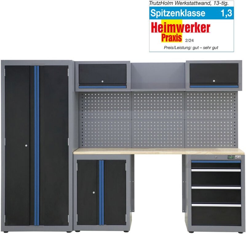 Thumbnail - Werkstattwand 13-tlg. Modulares Werkstattschranksystem aus Stahl mit Lochwand Werkstatteinrichtung