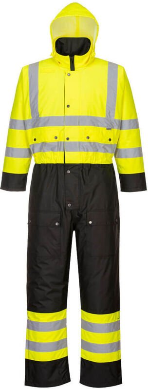 Hochsichtbare gesteppte Overall in Kontrastfarben Gelb/Schwarz 7XL - FR(66) - UK(62)