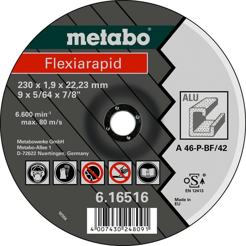 Thumbnail - Metabo - Flexiarapid 180 x 1,6 x 22,23 mm, Alu, Trennscheibe, Form 42 (616515000)