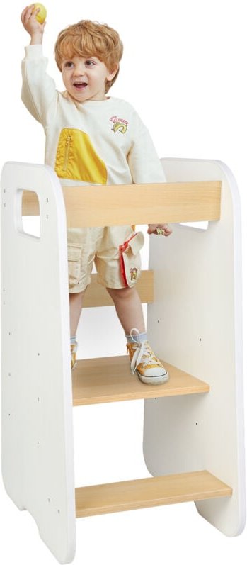 Kinder-Lernturm - Sicherheitsbügel - 80x50x40cm - Weiß