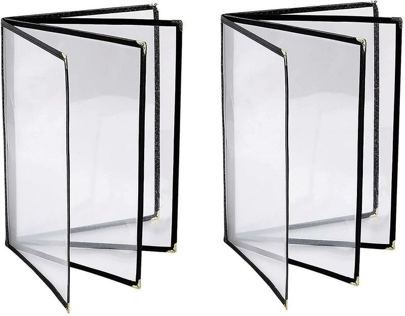Woosien - 2 Stück Abdeckungen 8,5 x 11 Zoll Restauranthalter 4 Seite 8 transparente Hülle, passend für Papier im A4-Form...