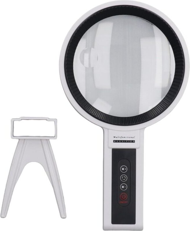 Handlupe mit Beleuchtung, 34 LEDs, 2,5-fach, 4,5-fach, 10 Helligkeitsmodi, tragbar zum Lesen im Nahbereich, zur Inspekti...