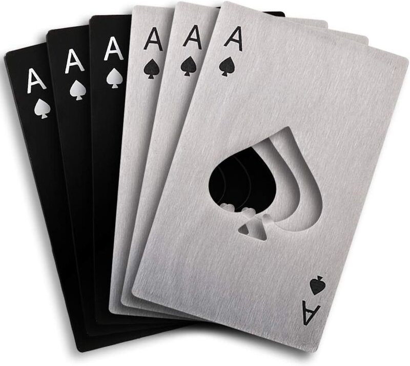 Thumbnail - Set mit 6 flachen Edelstahl-Flaschenöffnern, Bierflaschenöffner, Silber und Schwarz - Sollbry