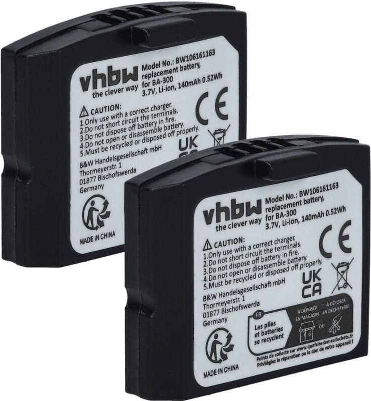 Thumbnail - Vhbw - 2x Akku kompatibel mit Sennheiser eki 830, hdi 830, is 410, ri 410, ri 830 wireless Headset Kopfhörer (140mAh, 3,...