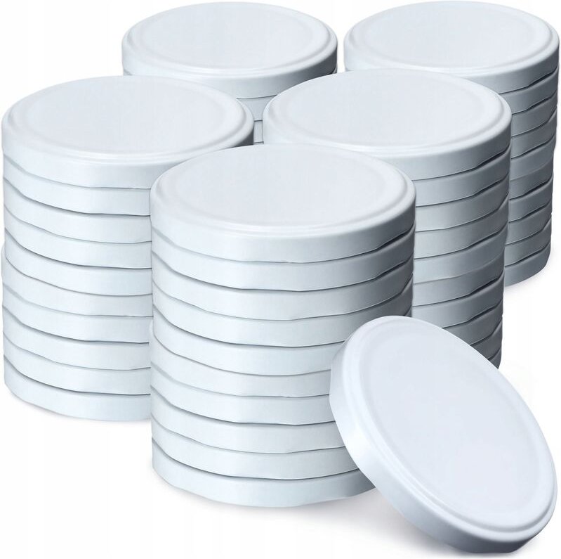 Kadax - Schraubdeckel fi89 mm, aus Metall, für Einmachgläser, 50 Stück, Weiß