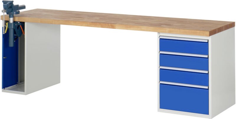 Werkbank 7510A2, B2500xT700xH890mm, 4x Schublade-TA, 1x sskl - RAU