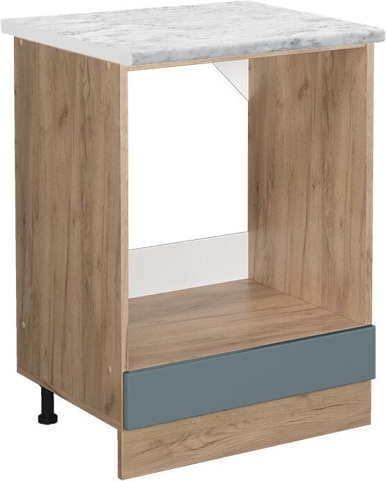 Herdumbauschrank R-Line, Blau-Grau, 60 cm ap Marmor Vicco