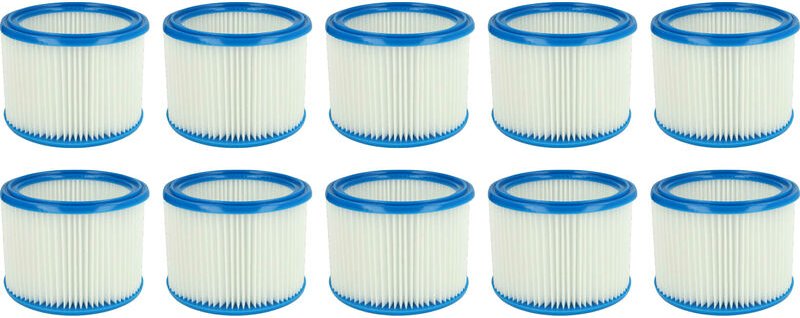 10x Faltenfilter kompatibel mit ipc / Soteco nrg 1/30 tc sauber Staubsauger - Patronenfilter, Blau Weiß - Vhbw