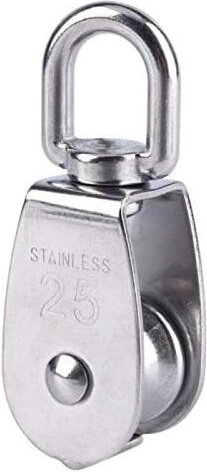 M25 Edelstahl-Einzelrolle, Schwenkrolle, 150 kg Tragkraft für Hebeseile – Einzelpackung, Silber
