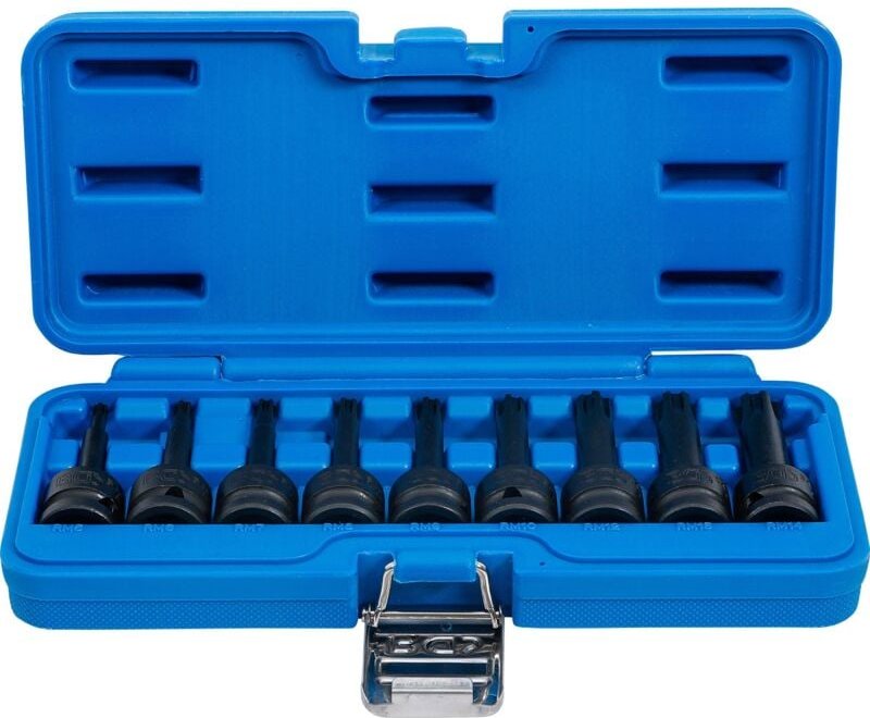 Kraft-Bit-Einsatz-Satz Antrieb Innenvierkant 12,5 mm (1/2') Keil-Profil (für Ribe) M5 - M14 9-tlg.