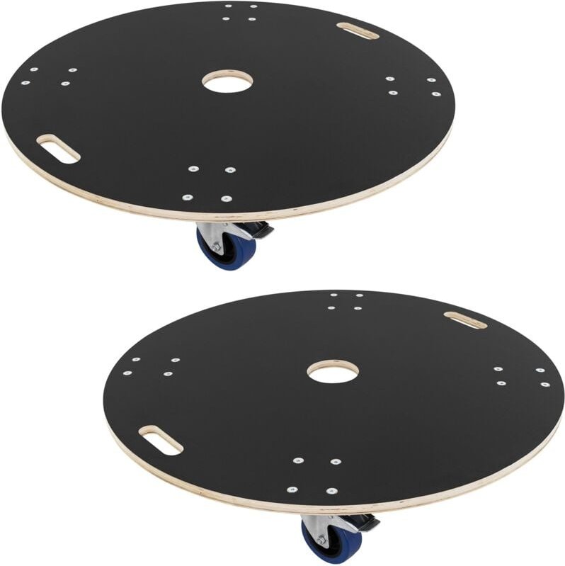 ECD Germany 2er Set Transportroller rund Ø 87x14,5 cm, Rollbrett mit Siebdruckplatte und 2 gebremsten Rollen, Möbelrolle...