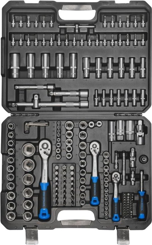 SW-Stahl 07784L Steckschlüsselsatz, 1/4", 3/8", 1/2" Zoll, 184-teilig I Ratschenkasten I Knarrenkasten I Nusskasten