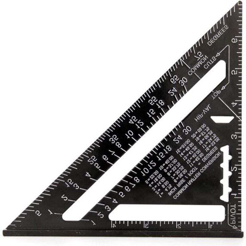 XVX - Zoll schwarzes Dreiecklineal, Zimmermannswinkel, Aluminiumlegierung, hochpräzises Messwerkzeug für Zimmermannsinge...